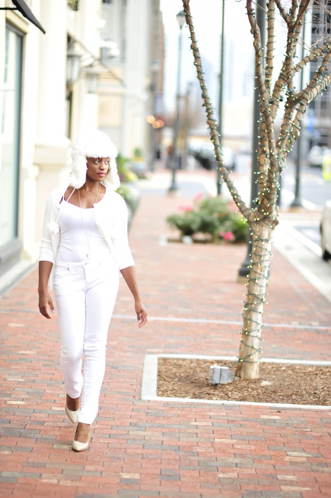 winter white, blushing black, outfits, outfit of the day, christmas, atlanta, christmas lights