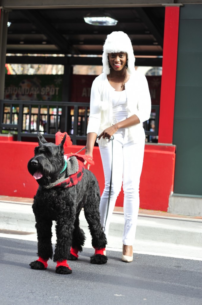 winter white, blushing black, outfits, outfit of the day, christmas, atlanta, dogs